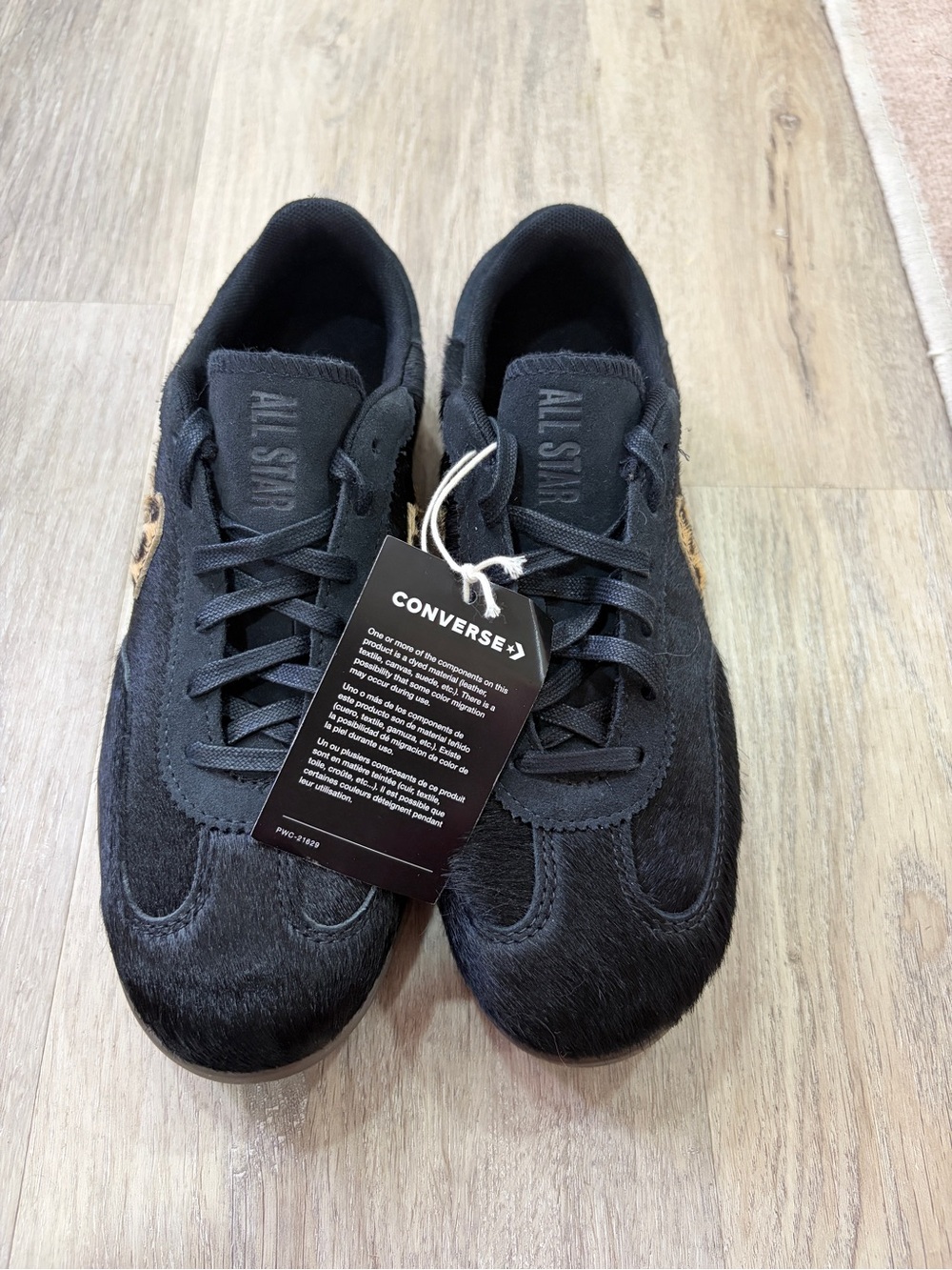 Converse Run Star Trainer Black Pony Hair Cheetah Sneakers